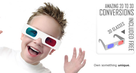 3d glasses included free with our 2d to 3d image conversions.